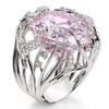 Anel de dedo redondo de zircônia rosa com cristal rosa incrustado, anel de diamante, anel de casamento, fornecimento especial transfronteiriço, novidade quente