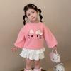 Roupas de Outono/Inverno 2025 para Meninas Novo Estilo Moda Infantil Meninas Fofas Gatinho Moletons Doces Casuais Tops Tendência