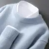 Amazon Suéter de Lana 100% Pura Engrosado de Doble Capa para Hombre, Cuello Semi-Alto, Suave, Pegajoso, Holgado, Suéter de Punto como Capa Base