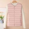 Chaleco Ligero de Algodón Estilo Nuevo 2026 para Mujer, Chaleco Corto sin Cuello Otoño e Invierno, Chaqueta Redonda Talla Grande
