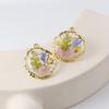 Explosión transfronteriza de hiedra, textura de lujo ligero, aretes de flor seca, creativos, flor real, regalo de flor real, flor eterna, aretes de resina