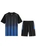 Roupas de ginástica masculinas, traje esportivo de seda gelada de secagem rápida, manga curta outono e inverno, shorts para corrida matinal, badminton, sala de treino de basquete