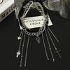 Collar Cruzado de Múltiples Capas Estilo Diablo Gargantilla para Mujer Cadena de Hueso de la Clavícula con Cuentas de Contraste Cadena de Collar Punk de Moda
