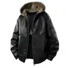 Chaqueta Gruesa con Capucha para Hombre G-Stone Otoño e Invierno Retro Moderna Estilo Ropa de Trabajo Chaqueta Versátil para Hombre Pu