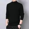 Comercio Exterior Otoño Invierno Felpa de Doble Cara Base de Punto Camiseta de Hombre Cuello Medio Alto Versátil Engrosada Cálida Manga Larga Hombre