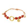 Pulsera de Ágata Roja con Forma de Corazón, Estilo Nicho de Lujo Ligero, Colgante de la Paz, Pulsera de Cuentas Amuleto de la Fortuna, Ajustable