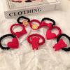 Estilo Coreano Oso Rojo Cuerda para el Cabello Accesorios para el Cabello Lazo Cara Sonriente Amor Banda de Goma Bola de Pelo Cabeza Nueva Moda Accesorios para el Cabello