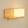 Lámpara de pared, estilo nórdico, madera maciza, adecuada para estudio, dormitorio, escalera, pasillo y sala de estar, con control remoto y sin necesidad de cableado