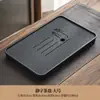 Bandeja de té de piedra negra imitación, juego de té integrado totalmente automático, uso doméstico, adecuado para té kung fu, compatible con placas de inducción, mesa de té grande para sala de estar, material natural