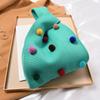Nova Bolsa de Mão DIY Colorida com Bolas Fofas Bolsa Saco Bolsa Tote de Tricô Bolsa Transversal com Bolas Coloridas Bolsa de Ombro Bolsa