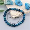 Pulsera Elástica de Perlas de Apatita Azul Natural de 8 mm Transfronteriza Europea y Americana Unisex Pulsera Nueva