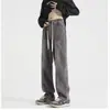 Jeans Retrô Primavera e Outono Masculino Reto Largo Tendência Perna Larga Streetwear Americano Versátil Casual Calça Longa para Homem