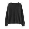 Suéter de mujer de otoño e invierno con cuello redondo, color sólido, suéter de lana tirada, suave, ceroso, color sólido, elegante, suéter simple de moda.
