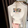 Top de Volantes en Orejas para Niña De Rong Capa Base Niña Pequeña Otoño/Invierno Nuevo Camiseta de Manga Larga Cuello Semi-Alto Estilosa Infantil