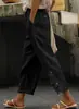 Pantalones Casuales Finos Otoño 2025 Moda Amazon Diseño de Empalme de Encaje Cintura Alta Cordón Bolsillo Botón Pantalones de Nueve Puntos