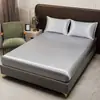 Comércio Exterior Transfronteiriço Shein/Temu/Amazon Conjunto de Lençol de Cama e Lençol com Elástico de Seda Artificial Cetim Seda Gelada Conjunto de Três ou Quatro Peças