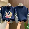 Camiseta base de imitación de dos piezas para niñas, ropa de otoño, algodón puro casual nuevo estilo 2026, camiseta de manga larga para niñas, temporada de otoño