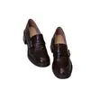 Em estoque ~ mocassins de couro com sola grossa femininos estilo britânico primavera e outono novos sapatos de um passo com salto grosso sapatos retrô de couro pequenos.