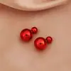 Pendientes de Perla Doble Cara Grandes y Pequeños Estilo Coreano para Mujer, Pendientes Esféricos de Colores Dulces, Modernos y Versátiles, Pendientes de Doble Uso Frontal y Trasero para Mujer