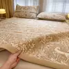Conjunto de 3 Peças de Matelassê Jacquard de Seda de Gelo com Contas para Resfriamento de Verão com Lençol com Elástico, Lençol com Sensação Fresca, Tapete Macio Lavável com Ar Condicionado para o Verão