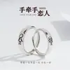 Anillo de pareja de dibujos animados Runxin para hombre y mujer, un par de anillos abiertos, anillo de pareja de amantes de la mano simple coreano