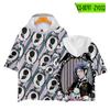 Kuroshi cross-border novo verão mulheres de manga curta T-shirt simples pescoço redondo top 3D impressão digital com capuz