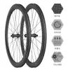Juego de Ruedas de Carretera de Fibra de Carbono Bicicleta de Carretera Freno de Disco Hub de Freno de Llanta Llanta Grande 38/50mm Versión de Liberación Rápida/Eje de Rosca