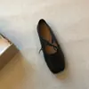 Zapatos planos de ballet Chuyuji con cordones, punta cuadrada y fruncidos para mujer, zapatos de abuela versátiles de suela blanda