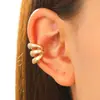 Clip de oreja liso de tres capas simple europeo y americano sin agujero para mujer, estilo ins de lujo ligero de nicho de alta gama, clip de oreja en U, accesorios transfronterizos
