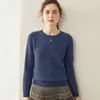 Suéter de cashmere com gola redonda feminino de cashmere espessado cor sólida solto slim-fit suéter de tricô suéter base manga longa