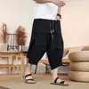 Pantalones Cortos con Patrón de Grietas Estilo Chino 8X Pierna Ancha Plisados Sueltos Corte Linterna Casual Acortados para Hombre