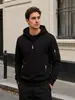 Moletom com zíper parcial e capuz masculino transfronteiriço, moletom de trabalho masculino europeu e americano com múltiplos bolsos com zíper, espessado para outono e inverno