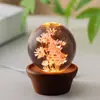 Suministro Transfronterizo Bola de Cristal de Diente de León Luz de Noche Flor Eterna Base de Madera Maciza de Color Nogal Regalo de Cristal M2
