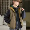 Chaleco Reversible de Comercio Exterior 2025 Invierno Nueva Moda Chaleco Acolchado con Capucha Chaqueta Corta Cálida para Mujer