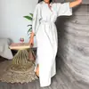 2026 Comércio Exterior Transfronteiriço Roupas Femininas Europeias e Americanas Verão Novo Estilo Elegante e Moderno Cor Sólida Cintura Alta Vestido de Amarração