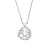 Collar Original de Plata de Ley 925 520 Estrella Luna para Mujer ins Amor Piedra Lunar Cadena Clavícula Collar Estrella Fresca Joyería