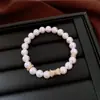 Pulsera Redonda Elástica con Perlas de Zirconia Cruzadas, Pulsera de Diseño Sencillo de Nicho, Sensación de Lujo Ligero y Gama Alta, Joyería para Mujer