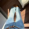 Jeans Acampanados Azules de Cintura Baja LiLi Apparel para Mujer Verano 2026 Elásticos Adelgazantes No Ceñidos Versátiles Pantalones Largos
