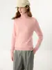 Nova blusa de base de malha de caxemira para outono e inverno, suéter de cor sólida moderno, simples, macio, confortável, com gola alta para mulheres