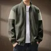 Moletom de marca americana retrô moderno com gola alta bordada para homens, novo outono e inverno, estilo cardigan jaqueta estiloso, modelagem solta, patchwork, color blocking