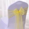 Gasa de Vidrio con Correas Azules y Amarillas para Cubierta de Silla, Flor para Respaldo de Silla, Lazo de Cubierta Elástica para Silla, Boda en Hotel