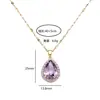 Collar de Acero Titanio con Zircón Morado Forma de Gota de Agua Cadena para Clavícula de Mujer Estilo Europeo y Americano Estilo Francés Romántico Clásico Estilo Retro Cadena de Collar