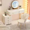 Tocador de Madera Maciza Dormitorio Moderno Simple Tocador de Pizarra Gabinete de Almacenamiento Espejo de Maquillaje Integrado Belleza y Elegante