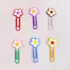 Clips de papel con flores de colores 7 colores clips de papel de colores papelería para estudiantes tamaño grande marcadores de página creativos artículo popular de temu
