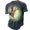 2024 comercio exterior transfronterizo verano nuevo gallo europeo y americano impresión digital 3D manga corta cuello redondo camiseta top para hombre