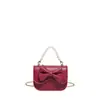 Bolso Cruzado de Hombro Único Dulce de la Nueva Colección Primavera 2026 con Lazo, Bolso Cuadrado Pequeño de Moda, Billetera de Cadena de Perlas Estilo Coreano