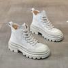 Zapatos Deportivos Casuales de Caña Alta para Mujer 2026 Otoño Nuevo Estilo Plataforma Suela Gruesa Cuero Genuino Modernos Botas Martin Botines Cortos