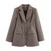 Exportación Transfronteriza Ropa de Mujer Otoño 2025 Estilo Europeo y Americano Solapa Manga Larga Cintura Traje de Lana Chaqueta para Mujer C4250820