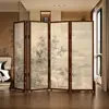 Estética de la Dinastía Song Nuevo Chino Pantalla Plegable de Madera Maciza Separador Sala de Estar Oficina en Casa Sala de Té Bosque de Bambú