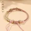 Pulsera Nudo Flor de Durazno Hebilla de Paz Producto Semi-Terminado Trenzado con Cuerda para Enhebrar Hilo Dorado, Rojo Pulsera para Mujeres en su Año Zodiacal